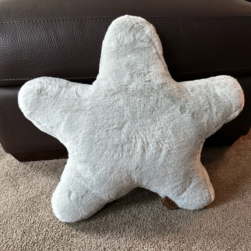 UGG Faux Fur Gray Plush Star Pillow